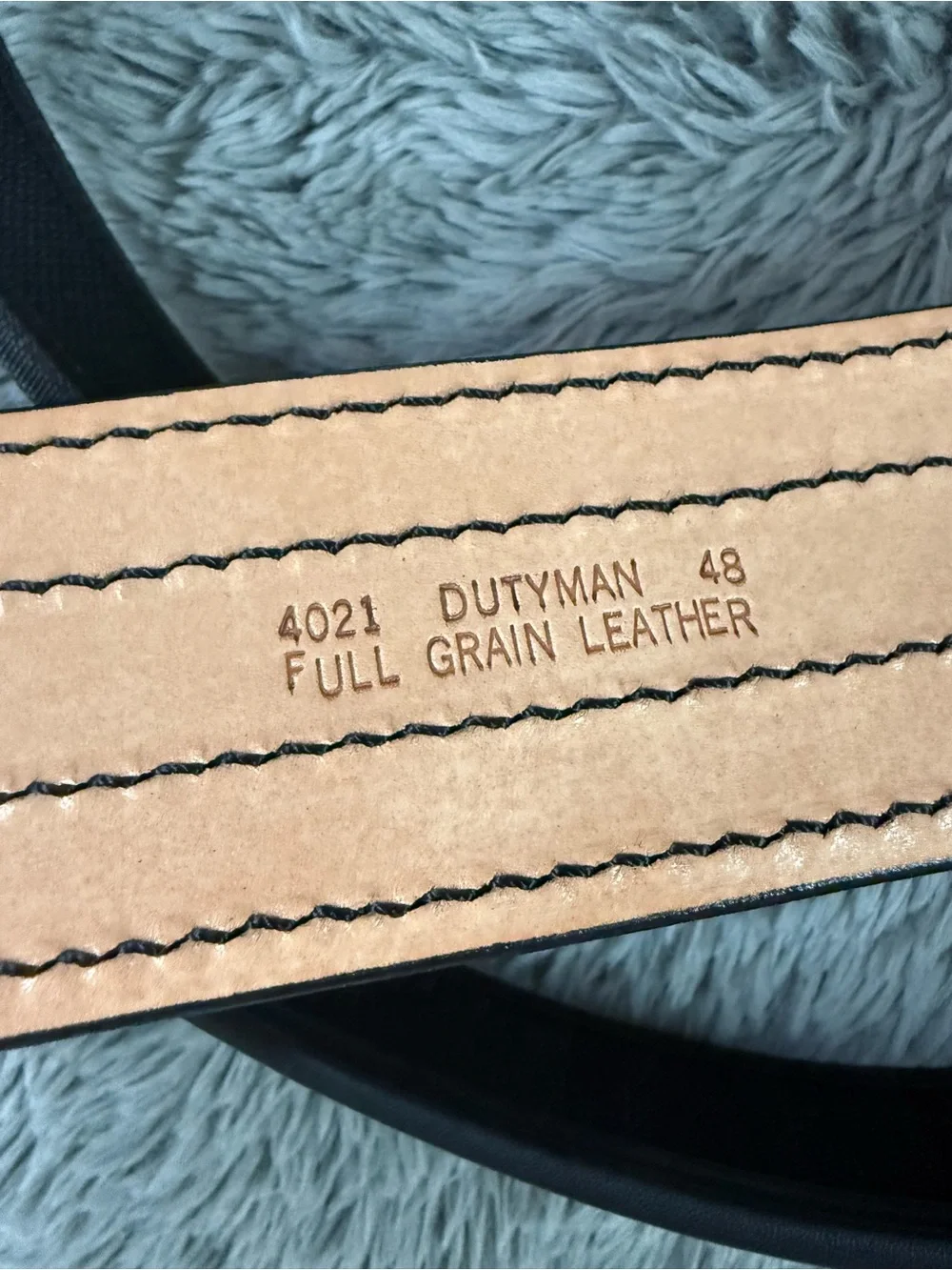 Dutyman 4021 Police Duty Belt Size 48 Full Grain Leather Basketweave Black